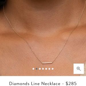 Diamond bar necklace, yellow gold thin chain